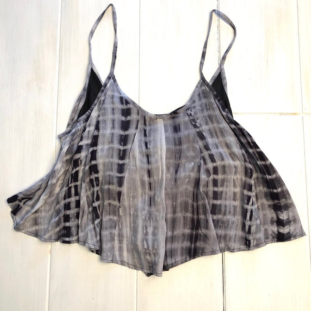 Angie Black and Grey Tie Dye Crop Top